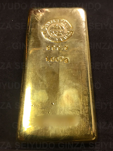 田中貴金属の1kgインゴット1本を小分け加工し、一部をお買い取り 実績写真