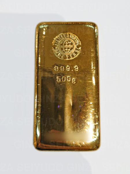 田中貴金属の金500kgインゴット1本を小分け加工し、一部をお買い取り 実績写真